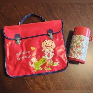 Vintage Strawberry Shortcake Book Bag and Thermos 1981
